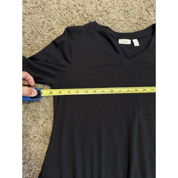 LOGO Lounge Lori Goldstein Black Tshirt Dress Asymmetrical Handkerchief Hem MED - Picture 4 of 8